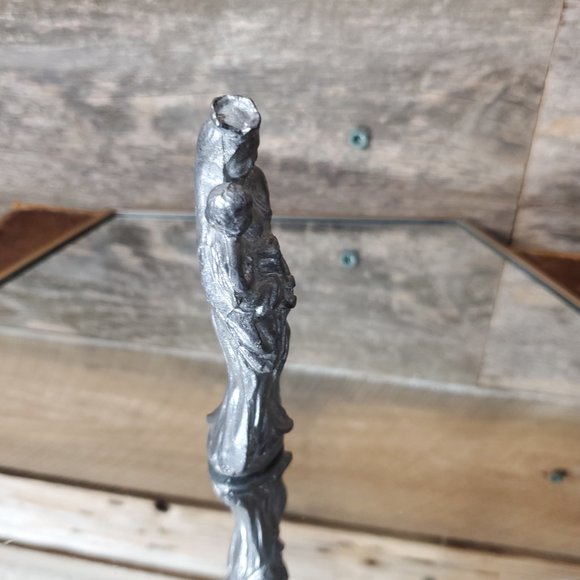 Vintage Solid Pewter Virgin Mary Holding Child Jesus - 4" - Picture 3 of 5